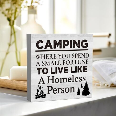 ديكور تخييم للحفلات Rv علامة خشبية لطيفة ديكورات سفر مضحكة ريفي Campervan مزرعة رف مقصورة ديكور مكتبي 5 × 5 بوصة in Kuwait