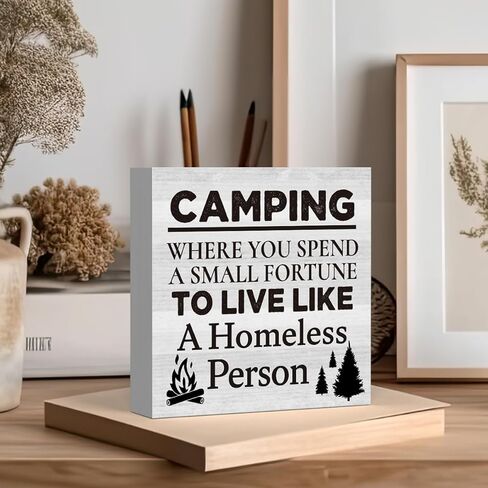 ديكور تخييم للحفلات Rv علامة خشبية لطيفة ديكورات سفر مضحكة ريفي Campervan مزرعة رف مقصورة ديكور مكتبي 5 × 5 بوصة in Kuwait