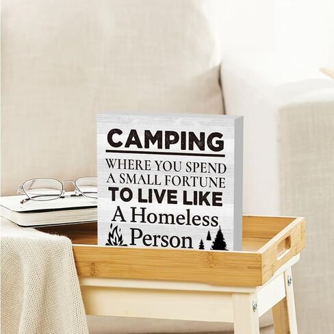 ديكور تخييم للحفلات Rv علامة خشبية لطيفة ديكورات سفر مضحكة ريفي Campervan مزرعة رف مقصورة ديكور مكتبي 5 × 5 بوصة in Kuwait