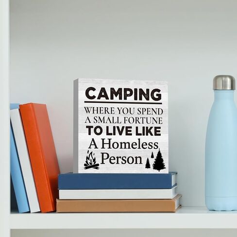 ديكور تخييم للحفلات Rv علامة خشبية لطيفة ديكورات سفر مضحكة ريفي Campervan مزرعة رف مقصورة ديكور مكتبي 5 × 5 بوصة in Kuwait