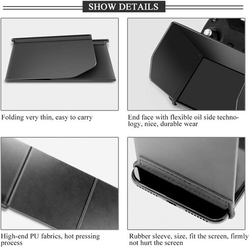 Monitor Sun Hood, PU + Rubber, 4 Types Foldable Phone Sunshade Tablet Sunshade Accessory for Drone, Black (L168) in Kuwait