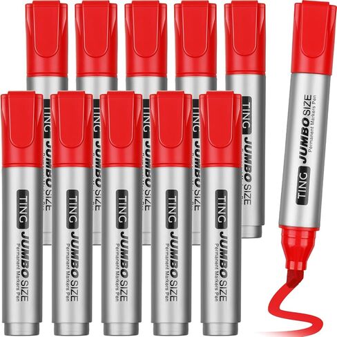 Fuutreo 10 Pack Jumbo Permanent Markers Bulk Large Chisel Tip Permanent Markers Quick Drying Waterproof Big Huge Poster Pens for Office, Logistics Company and More(Rich Color) in Kuwait