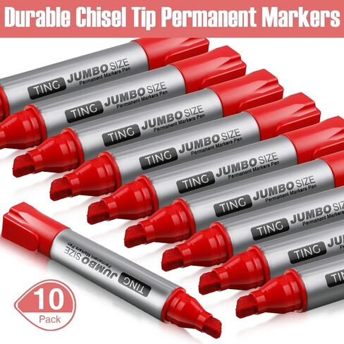 Fuutreo 10 Pack Jumbo Permanent Markers Bulk Large Chisel Tip Permanent Markers Quick Drying Waterproof Big Huge Poster Pens for Office, Logistics Company and More(Rich Color) in Kuwait