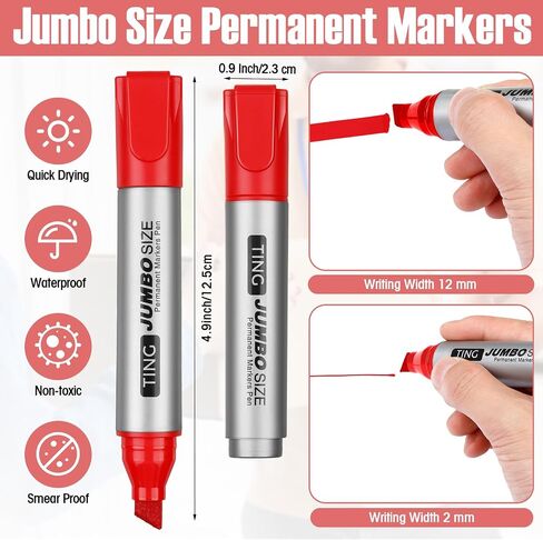 Fuutreo 10 Pack Jumbo Permanent Markers Bulk Large Chisel Tip Permanent Markers Quick Drying Waterproof Big Huge Poster Pens for Office, Logistics Company and More(Rich Color) in Kuwait