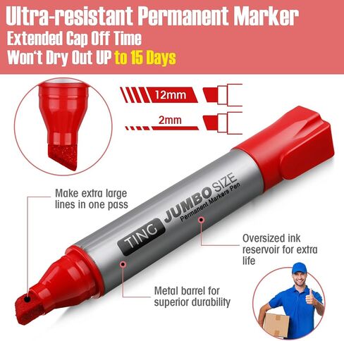 Fuutreo 10 Pack Jumbo Permanent Markers Bulk Large Chisel Tip Permanent Markers Quick Drying Waterproof Big Huge Poster Pens for Office, Logistics Company and More(Rich Color) in Kuwait