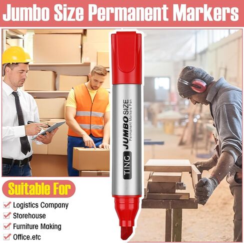 Fuutreo 10 Pack Jumbo Permanent Markers Bulk Large Chisel Tip Permanent Markers Quick Drying Waterproof Big Huge Poster Pens for Office, Logistics Company and More(Rich Color) in Kuwait