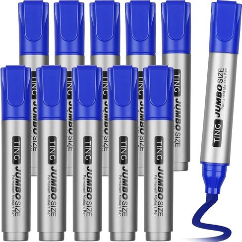Fuutreo 10 Pack Jumbo Permanent Markers Bulk Large Chisel Tip Permanent Markers Quick Drying Waterproof Big Huge Poster Pens for Office, Logistics Company and More(Rich Color) in Kuwait