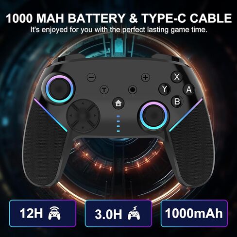 وحدة تحكم SANGDER Switch متوافقة مع نينتندو سويتش/لايت/OLED، وحدة تحكم نينتندو سويتش مع ضوء LED رائع، قابلة للبرمجة، 6 محاور، توربو قابل للتعديل، اهتزاز مزدوج 4 سرعات، استيقظ in Kuwait