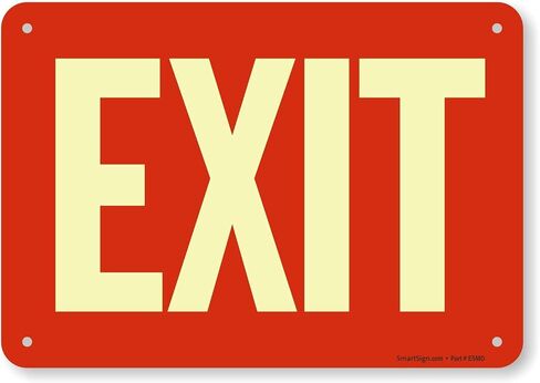 SmartSign "Exit" Sign | 7" x 10" Glow-in-The-Dark Aluminum in Saudi Arabia