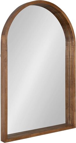 Kate and Laurel Hutton Rustic Modern Farmhouse Arch Mirror, 24" x 36", Natural Wood Finish in Saudi Arabia