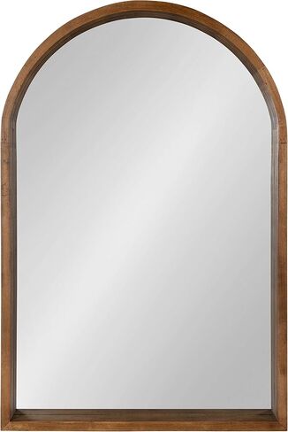 Kate and Laurel Hutton Rustic Modern Farmhouse Arch Mirror, 24" x 36", Natural Wood Finish in Saudi Arabia