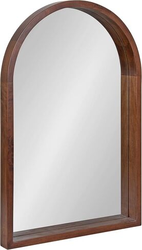 Kate and Laurel Hutton Rustic Modern Farmhouse Arch Mirror, 24" x 36", Natural Wood Finish in Saudi Arabia