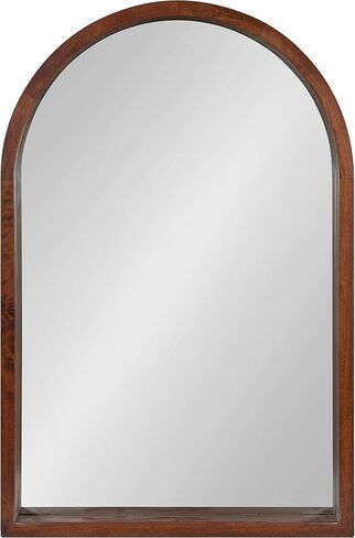 Kate and Laurel Hutton Rustic Modern Farmhouse Arch Mirror, 24" x 36", Natural Wood Finish in Saudi Arabia
