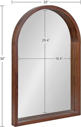 Kate and Laurel Hutton Rustic Modern Farmhouse Arch Mirror, 24" x 36", Natural Wood Finish in Saudi Arabia