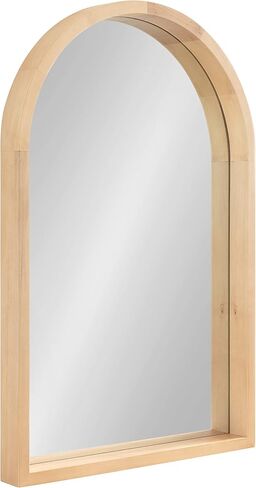 Kate and Laurel Hutton Rustic Modern Farmhouse Arch Mirror, 24" x 36", Natural Wood Finish in Saudi Arabia