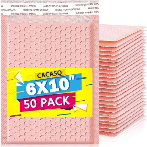 CACASO 50 Pack Bubble Mailers,6x10 Inch Padded Envelopes,Pink Poly Bubble Mailers,Waterproof Mailing Envelopes,Bubble Shipping Envelopes,Self Seal Shipping Bags for Mailing Packing Small Business in Saudi Arabia