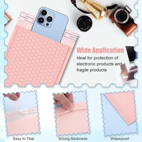 CACASO 50 Pack Bubble Mailers,6x10 Inch Padded Envelopes,Pink Poly Bubble Mailers,Waterproof Mailing Envelopes,Bubble Shipping Envelopes,Self Seal Shipping Bags for Mailing Packing Small Business in Saudi Arabia