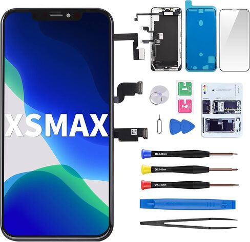 for iPhone XS MAX Screen Replacement with Front Speaker Proximity Sensor 6.5" Kit, XSMAX LCD Display Digitizer 3D Touch Full Assembly with Repair Kit, Glass Fix Tools for A1921, A2101, A2102, A2104 in Saudi Arabia