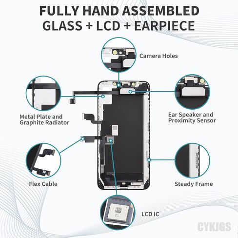 for iPhone XS MAX Screen Replacement with Front Speaker Proximity Sensor 6.5" Kit, XSMAX LCD Display Digitizer 3D Touch Full Assembly with Repair Kit, Glass Fix Tools for A1921, A2101, A2102, A2104 in Saudi Arabia