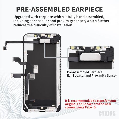 for iPhone XS MAX Screen Replacement with Front Speaker Proximity Sensor 6.5" Kit, XSMAX LCD Display Digitizer 3D Touch Full Assembly with Repair Kit, Glass Fix Tools for A1921, A2101, A2102, A2104 in Saudi Arabia