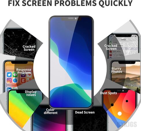 for iPhone XS MAX Screen Replacement with Front Speaker Proximity Sensor 6.5" Kit, XSMAX LCD Display Digitizer 3D Touch Full Assembly with Repair Kit, Glass Fix Tools for A1921, A2101, A2102, A2104 in Saudi Arabia