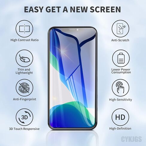 for iPhone XS MAX Screen Replacement with Front Speaker Proximity Sensor 6.5" Kit, XSMAX LCD Display Digitizer 3D Touch Full Assembly with Repair Kit, Glass Fix Tools for A1921, A2101, A2102, A2104 in Saudi Arabia