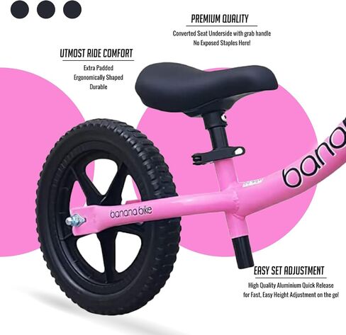banana bike Kids Balance Bike with Carbon Steel Frame - Adjustable Handlebar, Cushioned Seat, and Puncture-Proof 12" EVA Tires - Ideal for Toddlers Learning Balance - 35''x15.8'' - Blue in Saudi Arabia