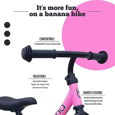banana bike Kids Balance Bike with Carbon Steel Frame - Adjustable Handlebar, Cushioned Seat, and Puncture-Proof 12" EVA Tires - Ideal for Toddlers Learning Balance - 35''x15.8'' - Blue in Saudi Arabia