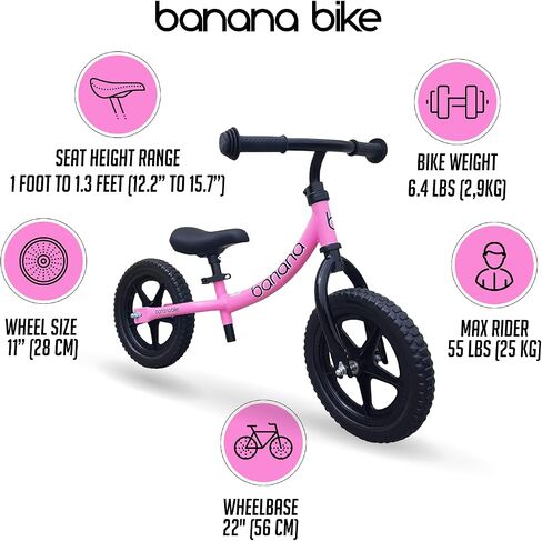 banana bike Kids Balance Bike with Carbon Steel Frame - Adjustable Handlebar, Cushioned Seat, and Puncture-Proof 12" EVA Tires - Ideal for Toddlers Learning Balance - 35''x15.8'' - Blue in Saudi Arabia