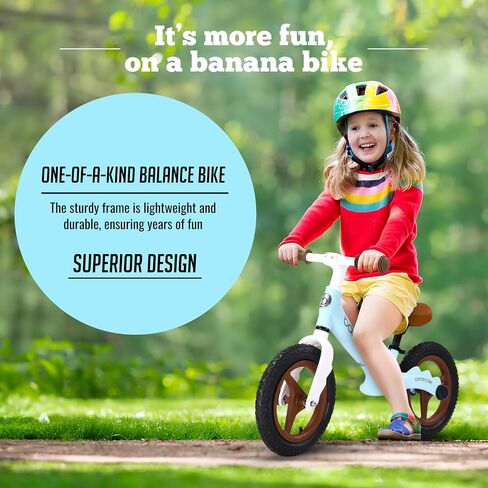 banana bike Kids Balance Bike with Carbon Steel Frame - Adjustable Handlebar, Cushioned Seat, and Puncture-Proof 12" EVA Tires - Ideal for Toddlers Learning Balance - 35''x15.8'' - Blue in Saudi Arabia