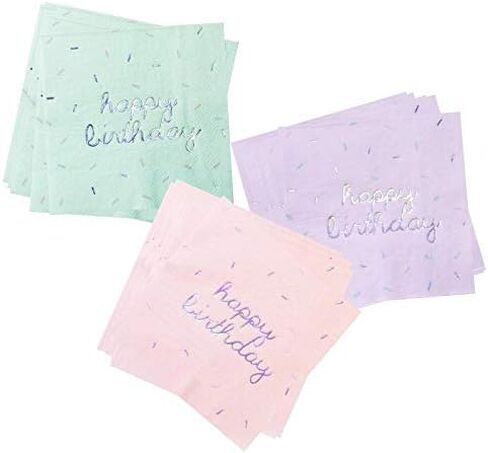 Harlow & Grey Sprinkles - Happy Birthday Napkins, 24 Napkin, Multi-Color Pack, Birthday, Kids Party, Baby’s Birthday - Disposable Paper Napkins (Bright) in Kuwait