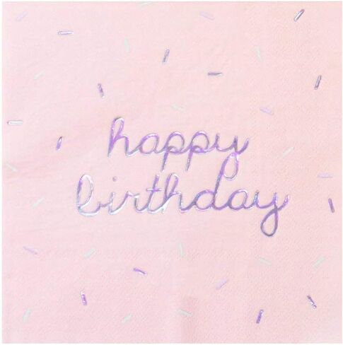 Harlow & Grey Sprinkles - Happy Birthday Napkins, 24 Napkin, Multi-Color Pack, Birthday, Kids Party, Baby’s Birthday - Disposable Paper Napkins (Bright) in Kuwait