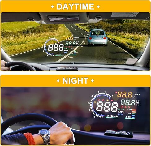 X AUTOHAUX 5.5 Inch HUD Head Up Display Speedometer 5-Color Windshield Screen Display Universal Digital Speedometer Speeding Warning Fuel Consumption KMH/MPH for Car with OBDII EUOBD in Saudi Arabia
