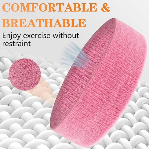 6 Pieces Sweatband Set Sports Headband Wristband Set, Moisture Wicking Athletic Sweatbands 4 Wrist Sweatband and 2 Headbands, Terry Cloth Sweat Absorbing Head Band for Workout in Saudi Arabia