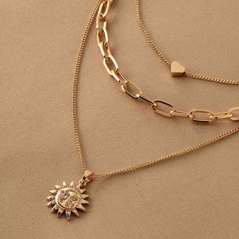 Gold Layered Necklaces for Women, Dainty Layering Chain Necklace Stackable Pendant Choker Necklaces Trendy Jewelry Gifts in Saudi Arabia