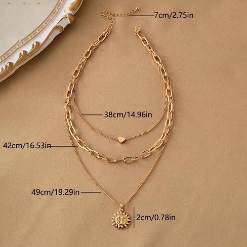 Gold Layered Necklaces for Women, Dainty Layering Chain Necklace Stackable Pendant Choker Necklaces Trendy Jewelry Gifts in Saudi Arabia