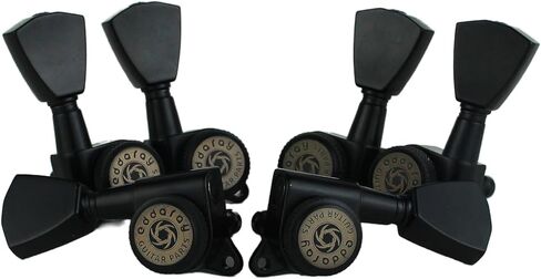 Guitar Locking Tuners (3R + 3L) - 1:18 Gear Ratio Lock String Tuning Key Pegs Machine Heads with Tulip Shaped Knob Replacement Guitar Accessories (E-104SP, Black) in Saudi Arabia