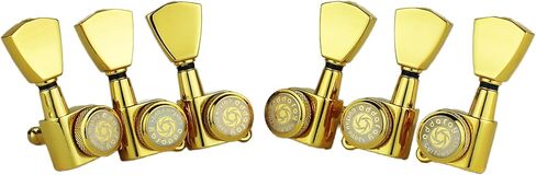 Guitar Locking Tuners (3R + 3L) - 1:18 Gear Ratio Lock String Tuning Key Pegs Machine Heads with Tulip Shaped Knob Replacement Guitar Accessories (E-104SP, Black) in Saudi Arabia