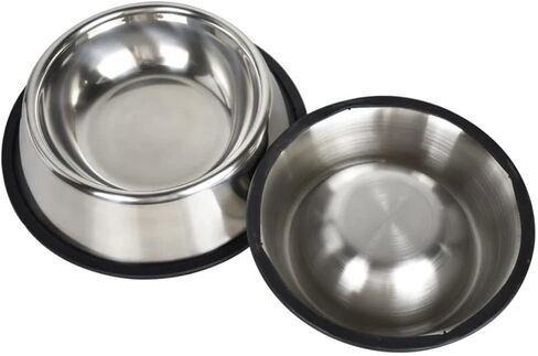 2 Pack of Stainless Steel Non-Slip Dog Bowls 2.5 Cup or 580 ml Capacity - Medium Sized in Saudi Arabia