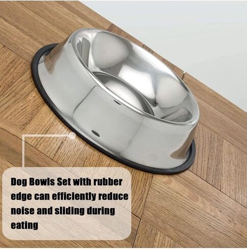 2 Pack of Stainless Steel Non-Slip Dog Bowls 2.5 Cup or 580 ml Capacity - Medium Sized in Saudi Arabia