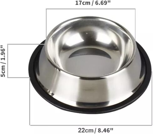 2 Pack of Stainless Steel Non-Slip Dog Bowls 2.5 Cup or 580 ml Capacity - Medium Sized in Saudi Arabia