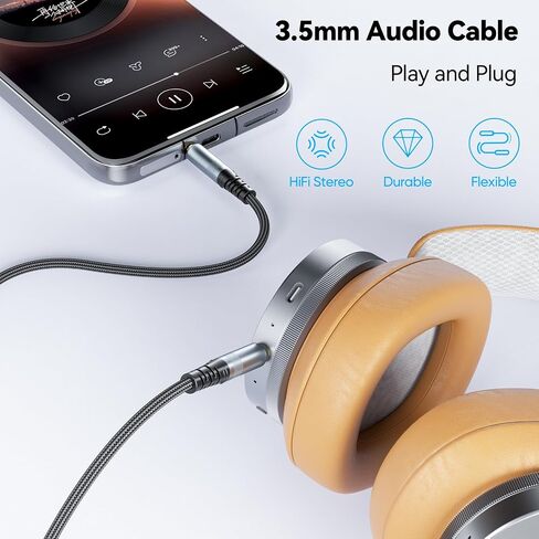 AUX Cable 10ft, 3.5mm Audio Cable Male to Male Long Aux Cord for Car Auxiliary to Aux Cables Hi-Fi Sound 1/8 Jack Compatible with Stereo Headphones Laptop Smartphone Tablet MP3 TV Switch in Saudi Arabia