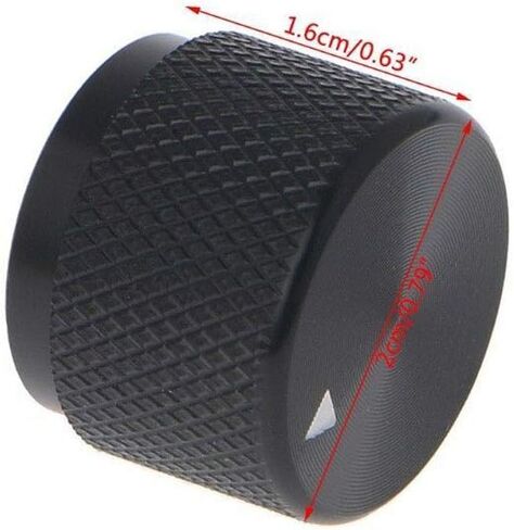 مقبض مقياس جهد التحكم الدوار من الألومنيوم بقطر 0.24 بوصة أسود 20 مم × 16 مم in Kuwait