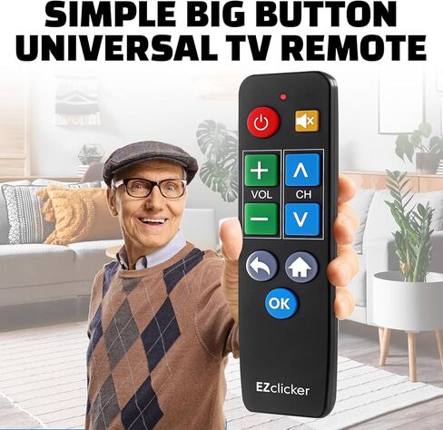 زر كبير للتحكم عن بعد في التلفاز للتحكم عن بعد | جهاز التحكم عن بعد لكبار السن، للأشخاص الذين يعانون من الخرف، جهاز التحكم عن بعد بالأشعة تحت الحمراء (أسود) in Kuwait