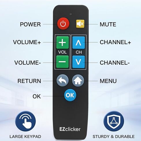 زر كبير للتحكم عن بعد في التلفاز للتحكم عن بعد | جهاز التحكم عن بعد لكبار السن، للأشخاص الذين يعانون من الخرف، جهاز التحكم عن بعد بالأشعة تحت الحمراء (أسود) in Kuwait