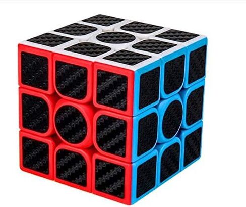 مجموعة صندوق هدايا مكعب من ألياف الكربون من Cuberspeed MFJS MeiLong، مكعب سرعة من ألياف الكربون الوهمية 2x2 3x3 4x4 5x5 بدون ملصقات مع لغز ملصق أسود in Saudi Arabia