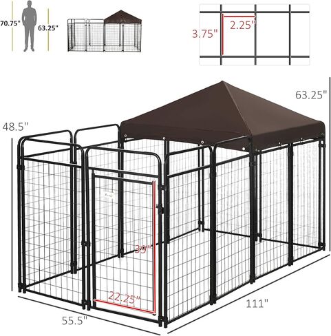 بيت للكلاب مقاس 9.3 × 4.6 × 5.2 بوصة في الهواء الطلق للكلاب الكبيرة والمتوسطة، بيت كلب كبير بسقف مظلل، مقاوم للماء، سقف مقاوم للأشعة فوق البنفسجية، فولاذ شديد التحمل in Kuwait