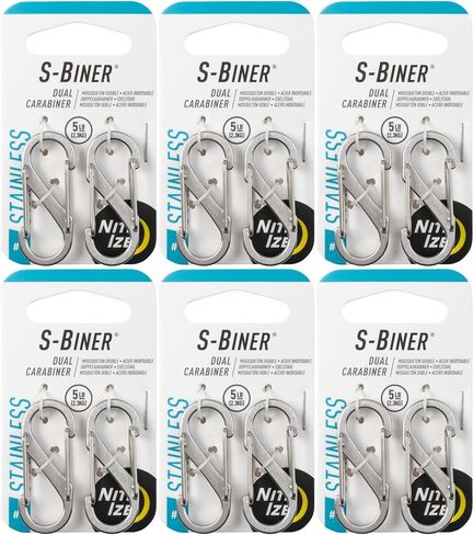 Nite Ize S-Biner Stainless Steel #1 Brushed Dual-Carabiners 5lb (6-Pack of 2) in Saudi Arabia