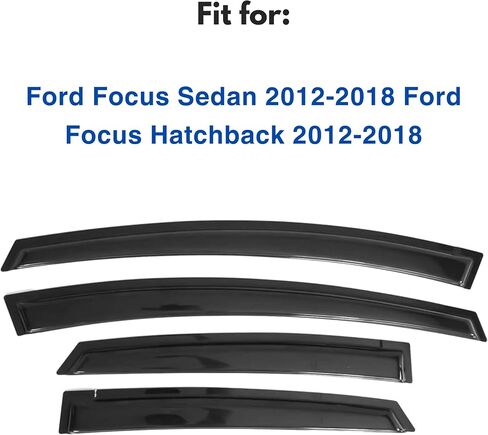 حاجب النافذة متوافق مع Ford Focus Sedan & Hatchback 2012-2018، شريط حماية من المطر متين للغاية، عاكس نافذة جانبي للتهوية والرياح والشمس، 2012 2013 2014 2015 2016 2017 2018 in Saudi Arabia