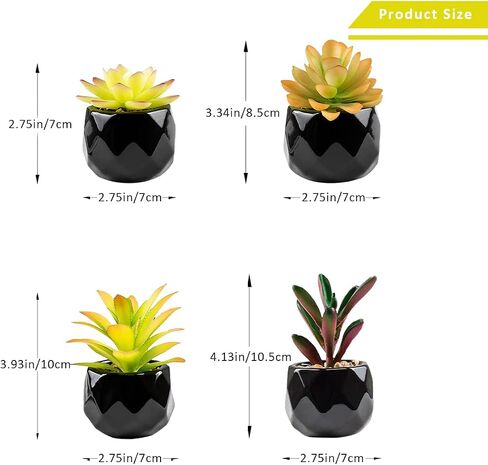 4Pcs Artificial Plants Succulent in Black Ceramic Pots, Small Fake Plants for Office Desk,Window sill, Bathroom, Living Room Aesthetic Decor in Saudi Arabia